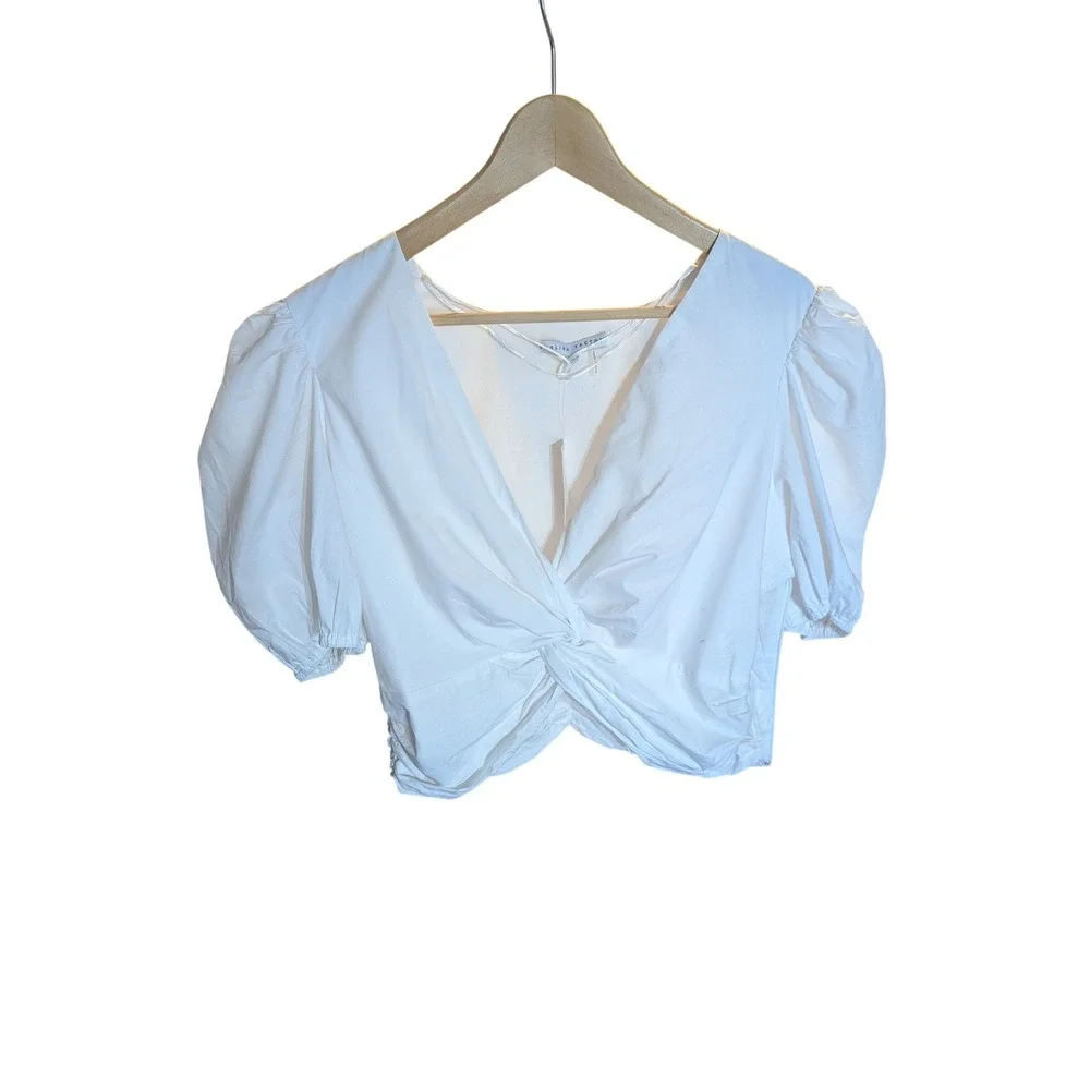 Anthropologie English Factory White Twist‎ Front Top L NWT Read